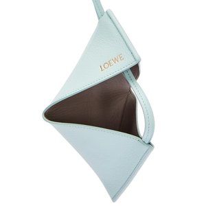 LOEWE - Puzzle Fold Charm in Classic Calfskin Blue Iceberg/Pearl Grey - NWT